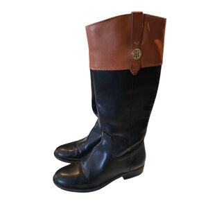 Tommy Hilfiger Shano Knee High Boots In Black Brown EUC 8 Vintage Riding Boots